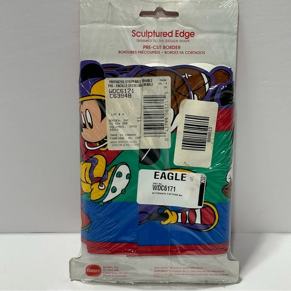 Mickey’s Stuff For Kids Pre Cut Border Wall Covering Borden Sports Theme New